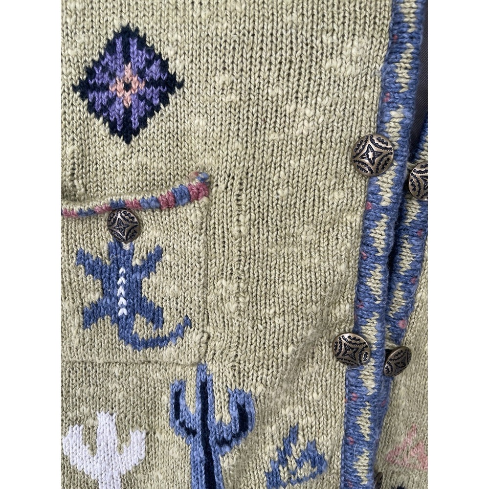 Vtg 1990s Monterey Bay Green Cactus Embroidered Button Up Barn Jacket Sz L - Picture 5 of 16